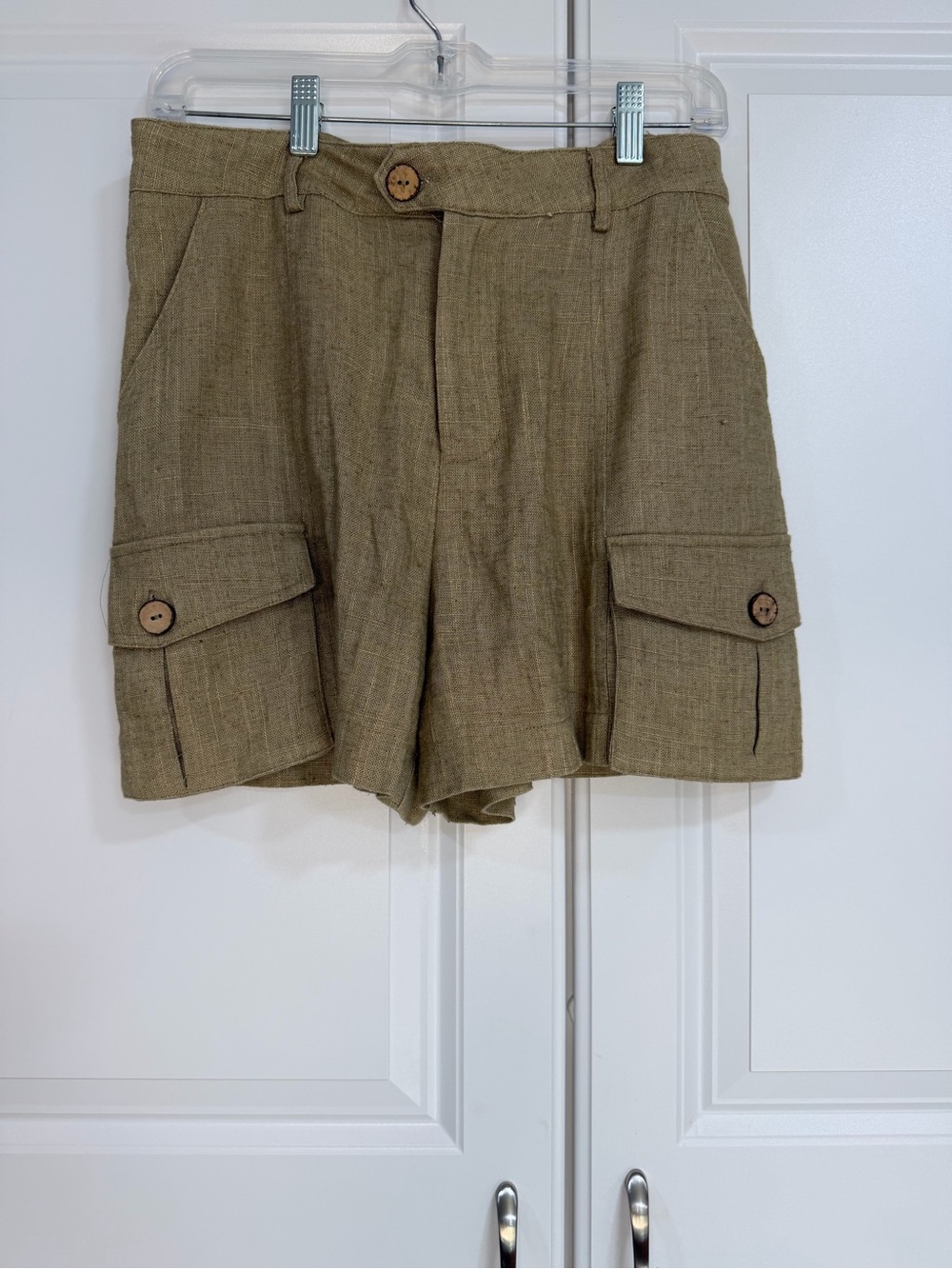 HYFVE Olive-Tan Cargo Shorts with Button Pocket Details